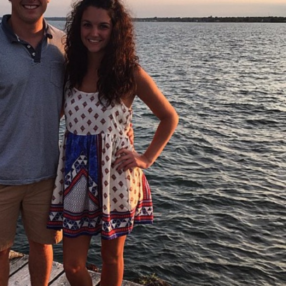 Blue red white dress